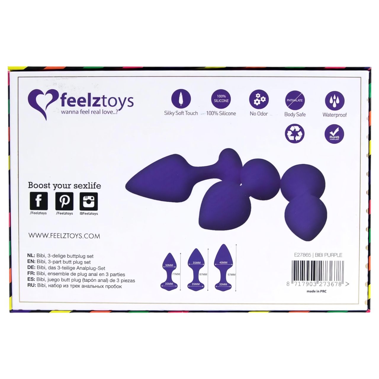 FEELZTOYS Bibi - anál plug szett - lila (3 részes)