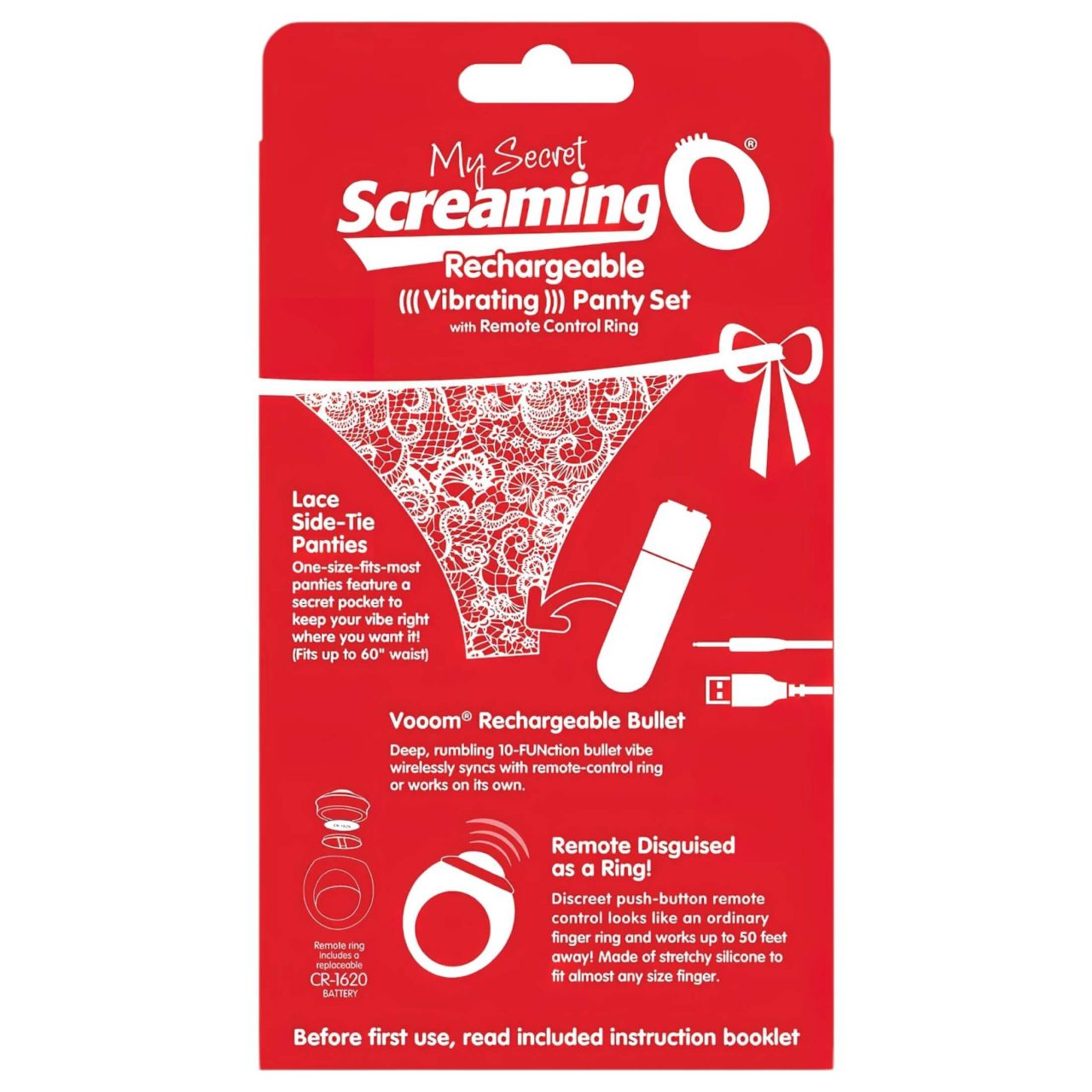 Screaming O Panty Set - rádiós vibrációs tanga - piros (S-L)