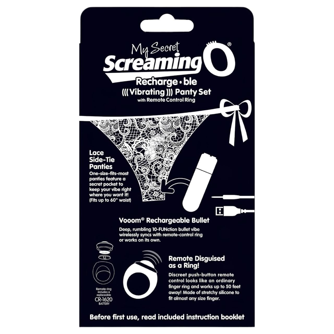 Screaming O MySecret - rádiós vibrációs tanga - fekete (S-L)