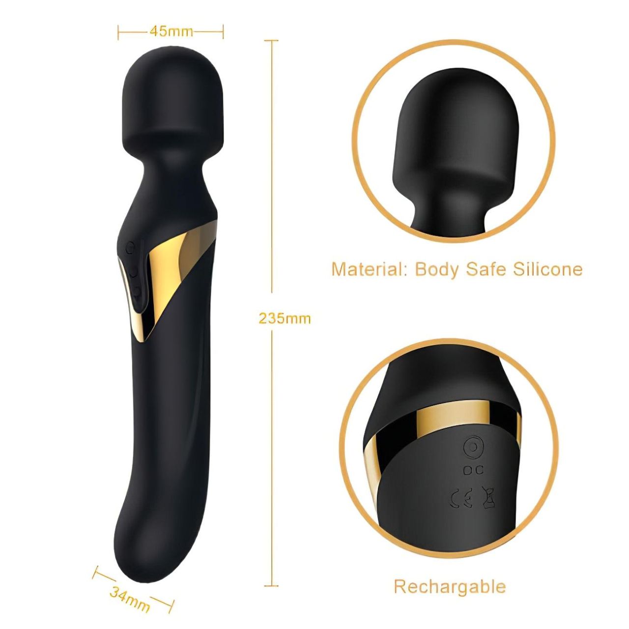 Dorcel Dual Orgasms Gold - 2in1 masszírozó vibrátor (fekete)