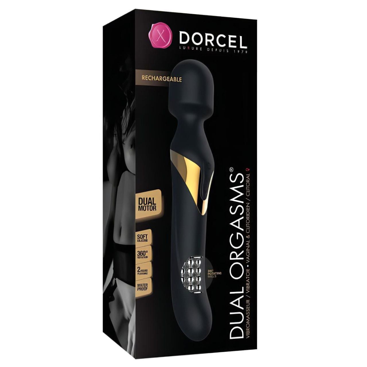 Dorcel Dual Orgasms Gold - 2in1 masszírozó vibrátor (fekete)