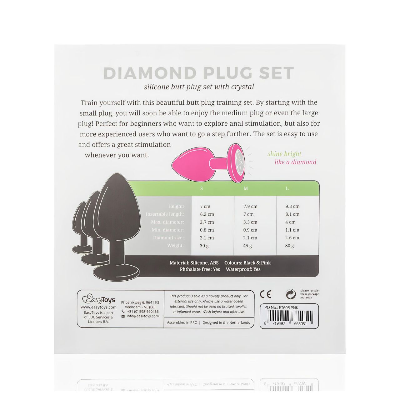 Easytoys Diamond - anál plug szett (pink)