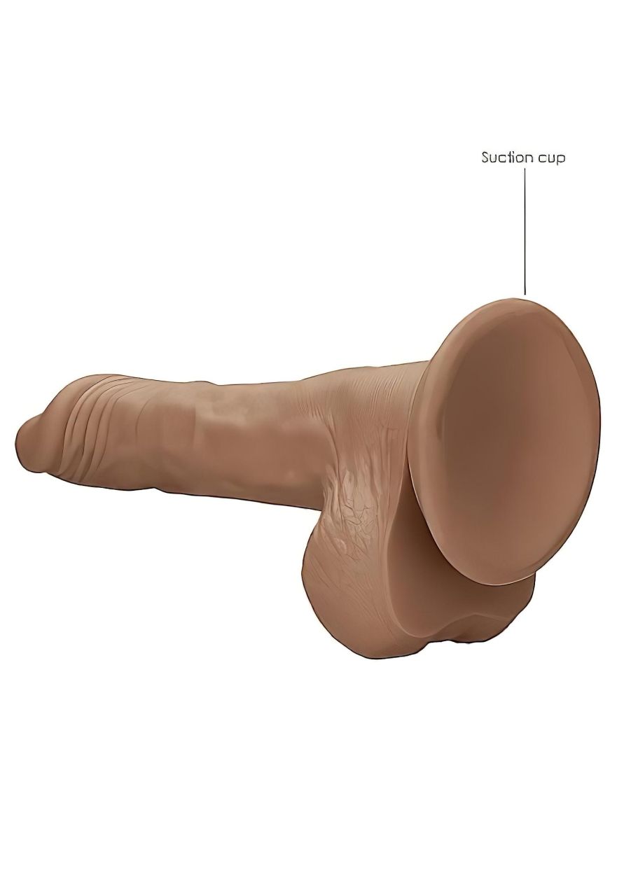 RealRock Dong 9 - élethű, herés dildó (23cm) - sötét natúr