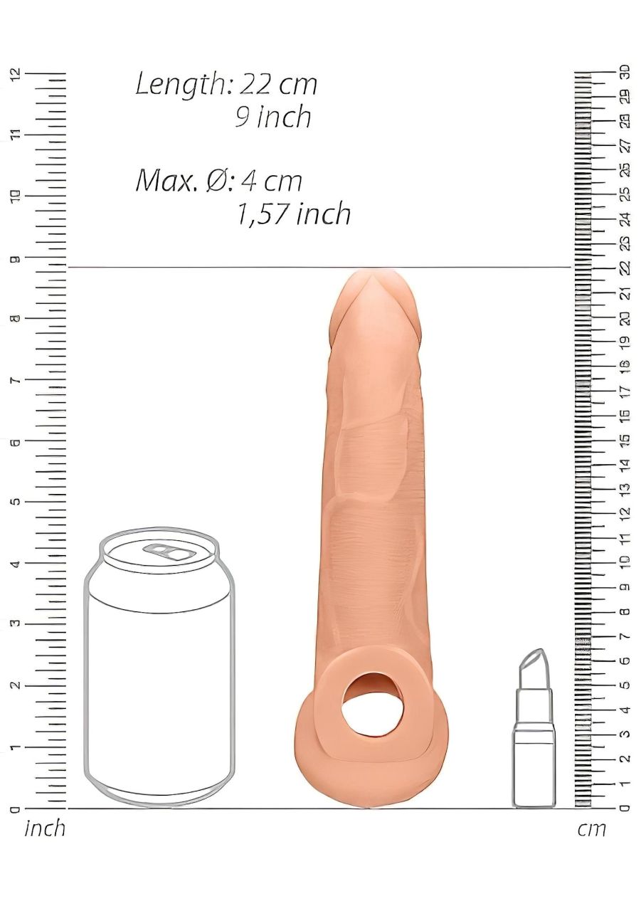 RealRock Penis Sleeve 9 - péniszköpeny (21,5cm) - natúr