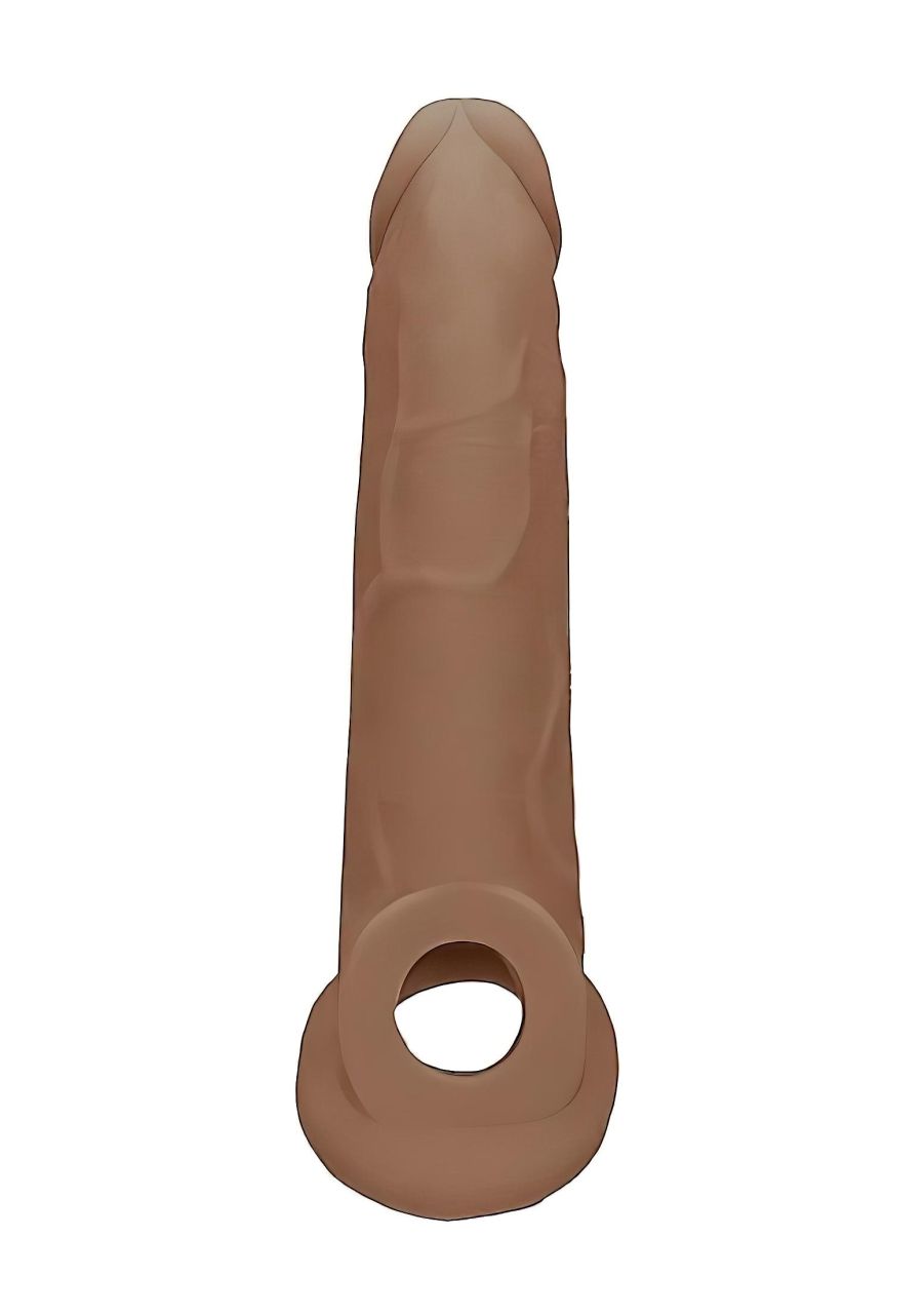 RealRock Penis Sleeve 9 - péniszköpeny (21,5cm) - sötét natúr