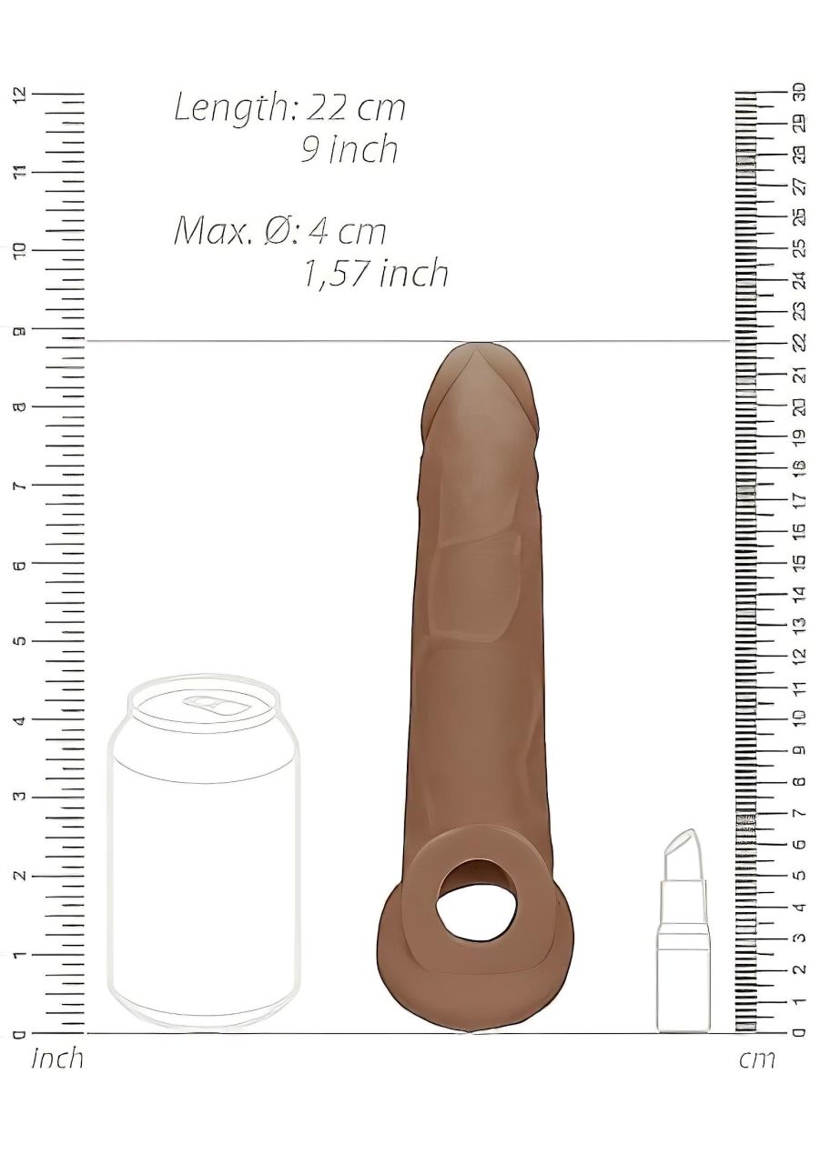 RealRock Penis Sleeve 9 - péniszköpeny (21,5cm) - sötét natúr