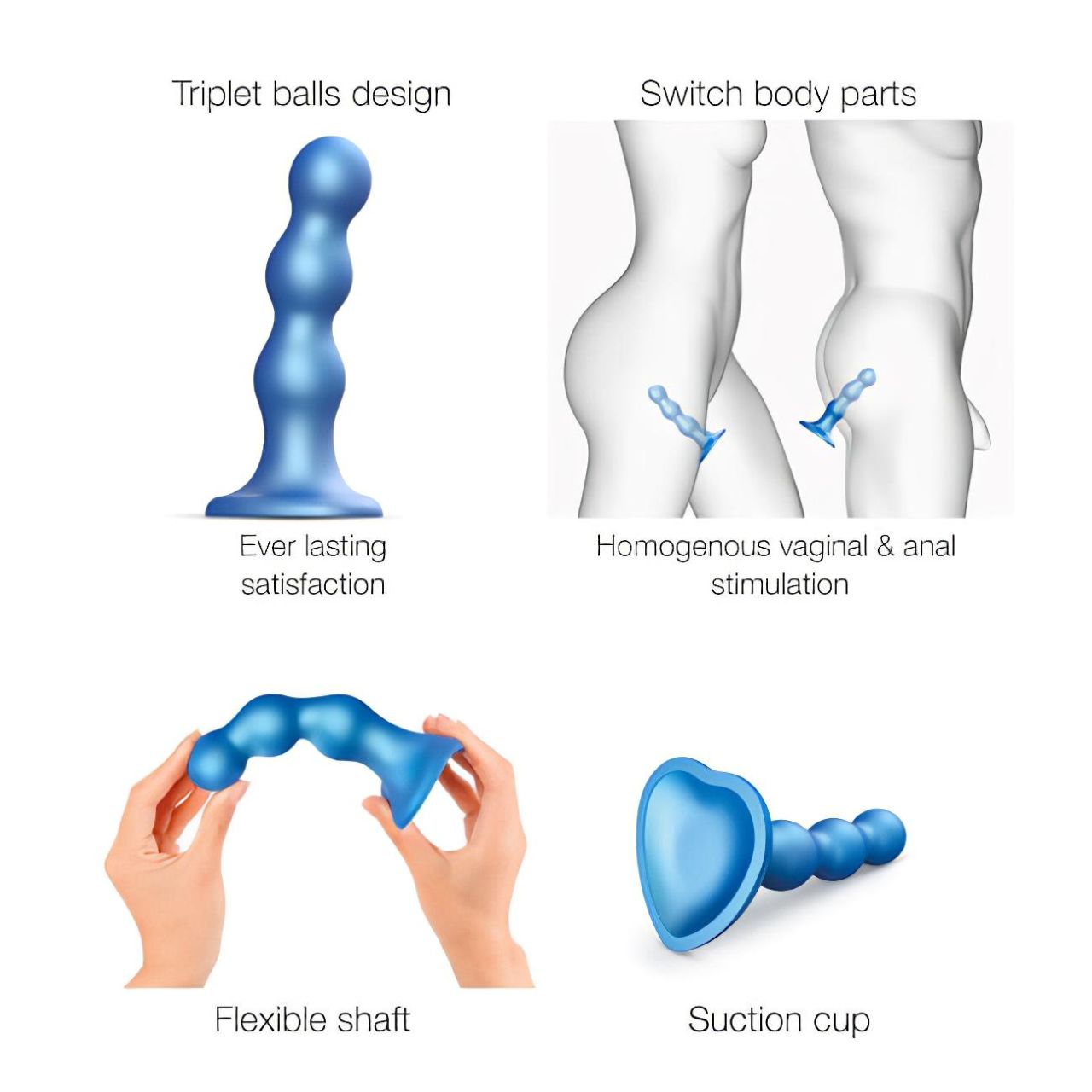 / Strap-on-me Balls M - gömbös, talpas dildó (kék)