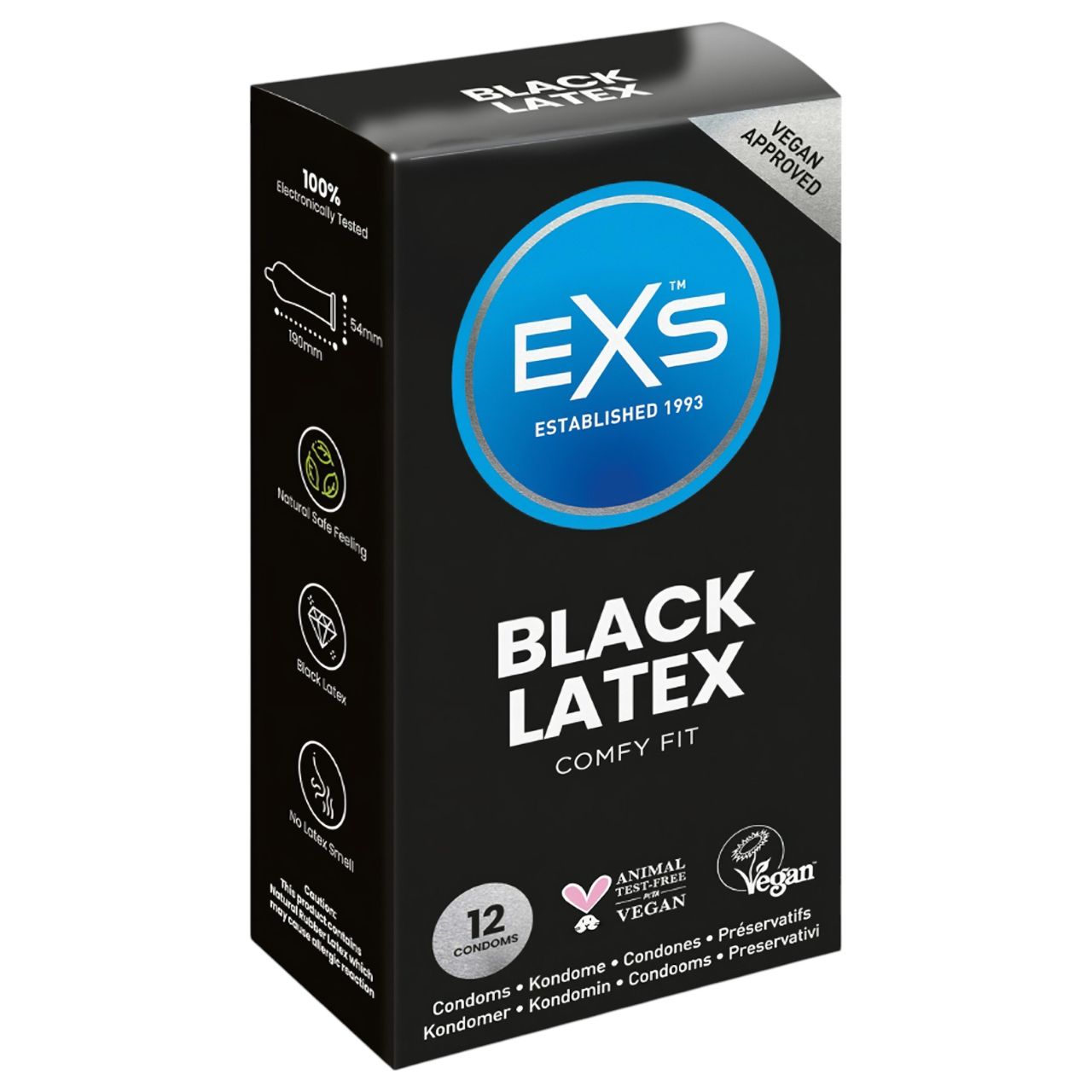 EXS Black - latex óvszer - fekete (12db)