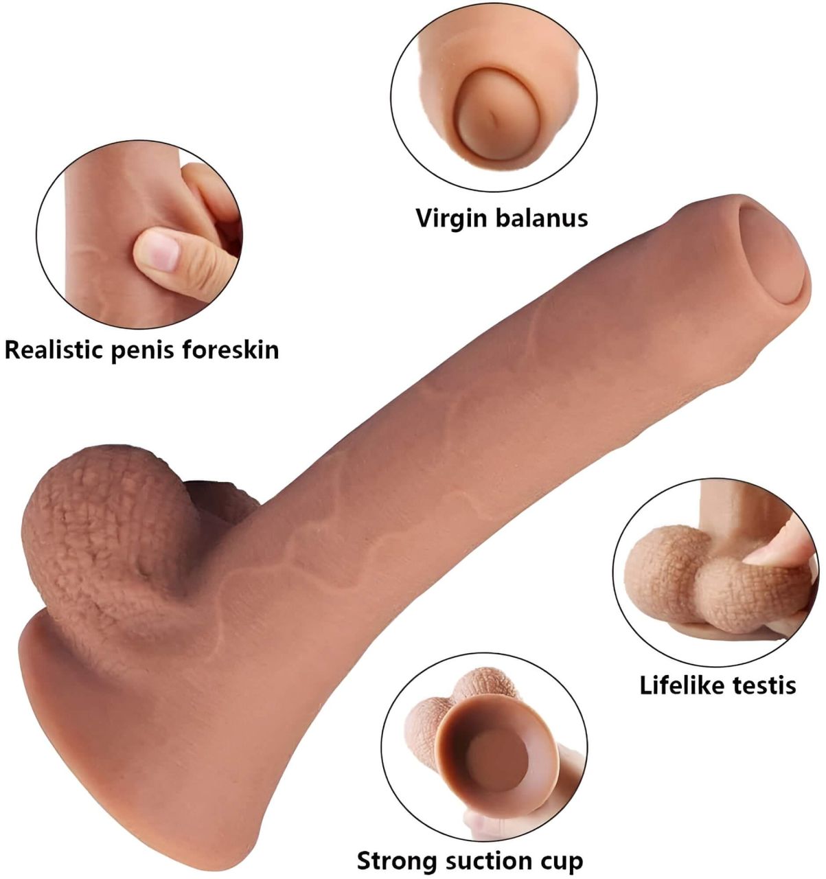 Tracy's Dog Uncut Foreskin - herés dildó (21cm) - natúr