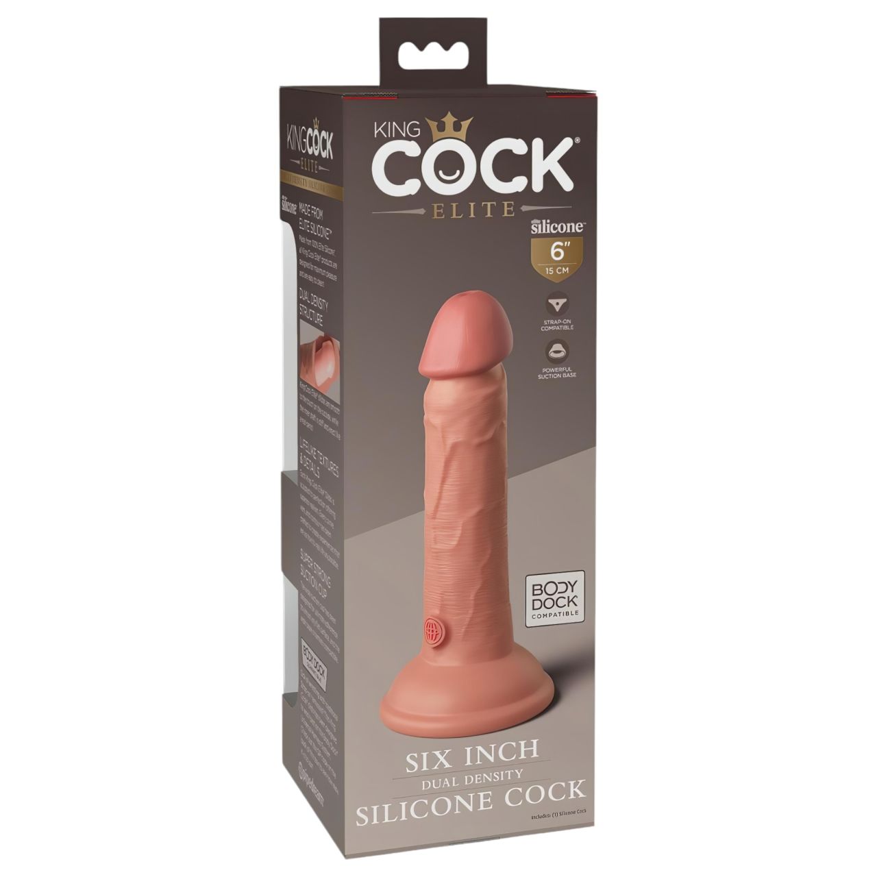 King Cock Elite 6 - tapadótalpas, élethű dildó (15cm) - natúr