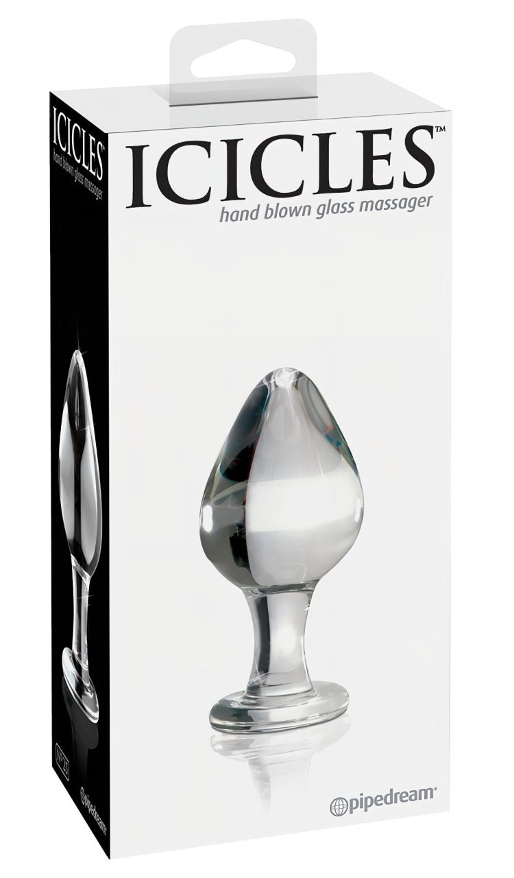 Icicles No. 25 - kúpos, üveg anál plug (áttetsző)