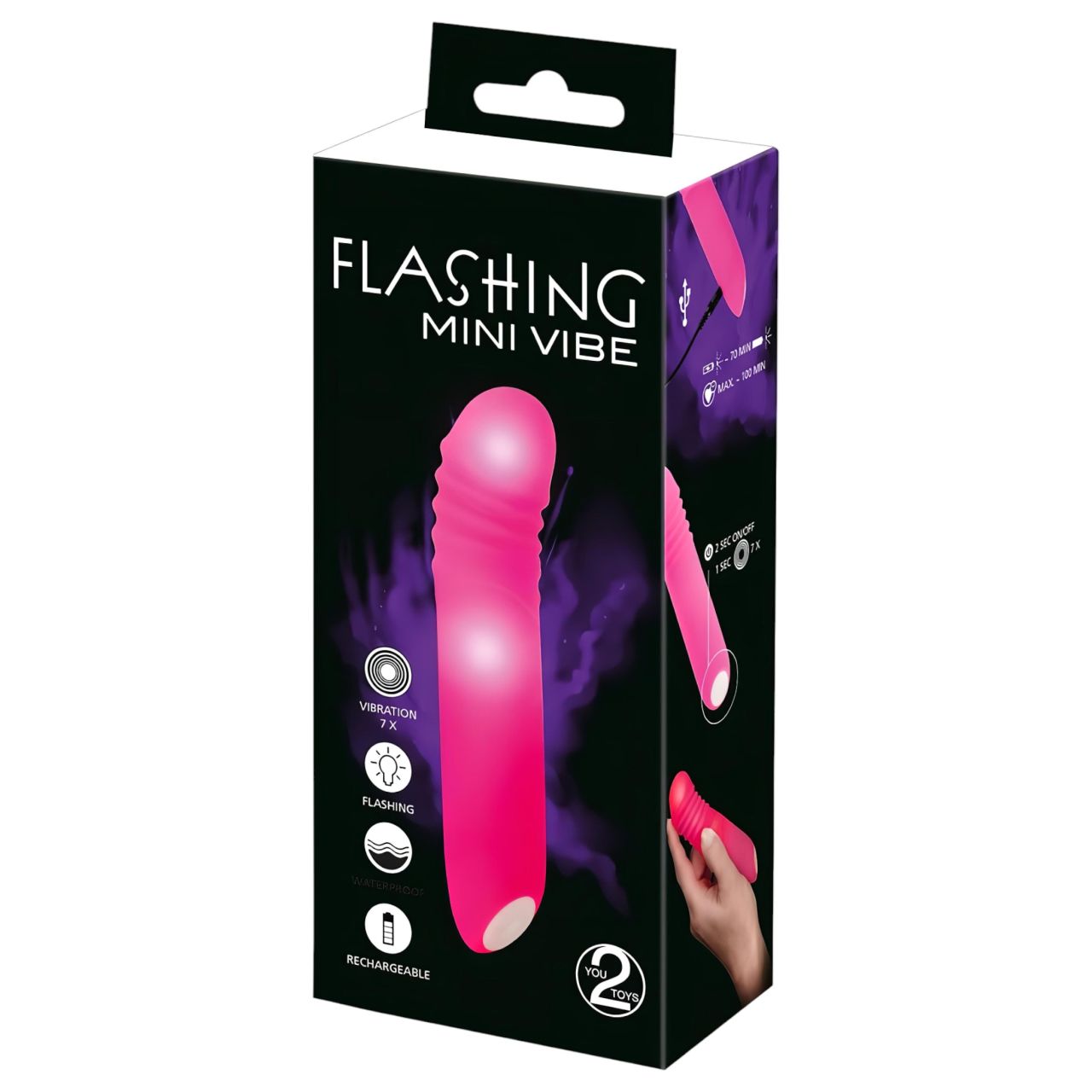 You2Toys - Flashing Mini Vibe - akkus, világító vibrátor (pink)