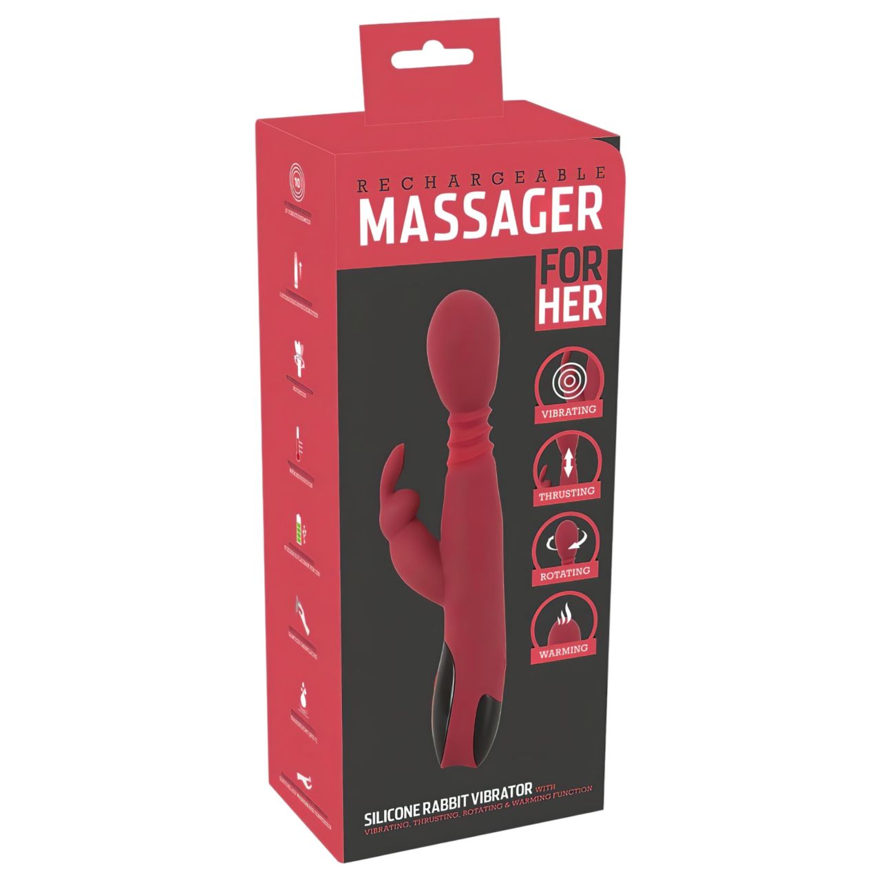 You2Toys Massager - lökő-forgó, melegítős G-pont vibrátor (piros)