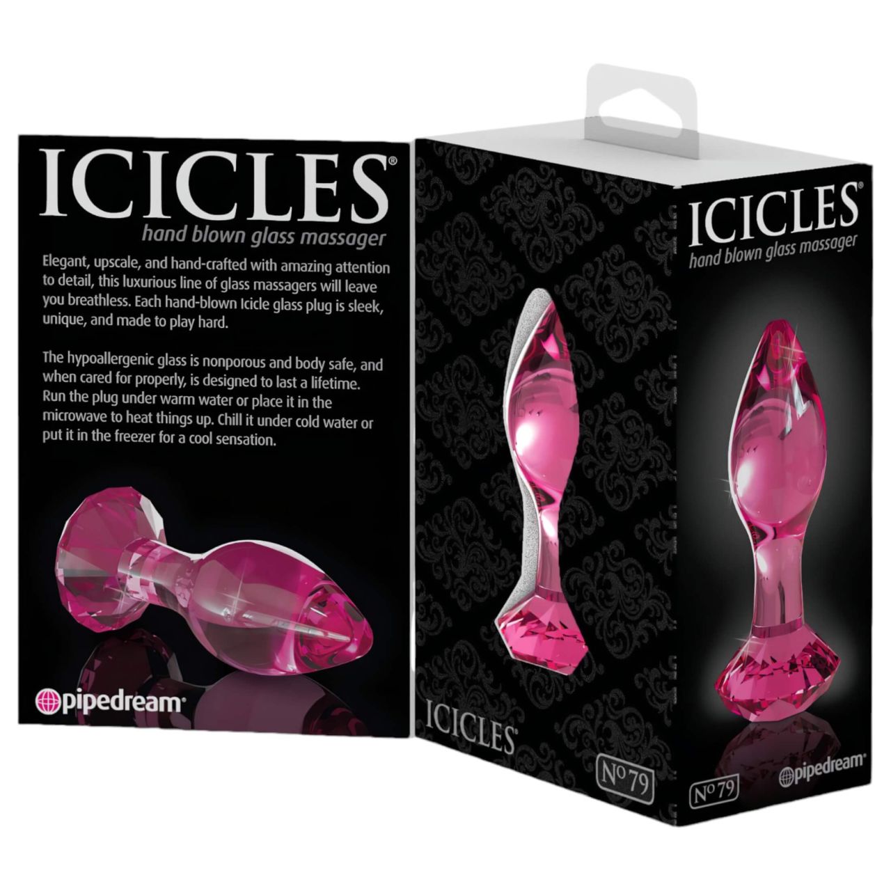 Icicles No. 79 - kúpos üveg anál plug (pink)