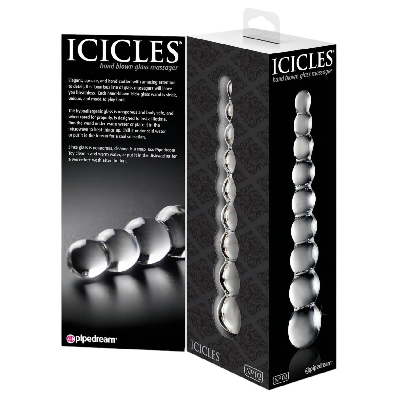 Icicles No. 2 - gömbös üveg dildó (áttetsző)