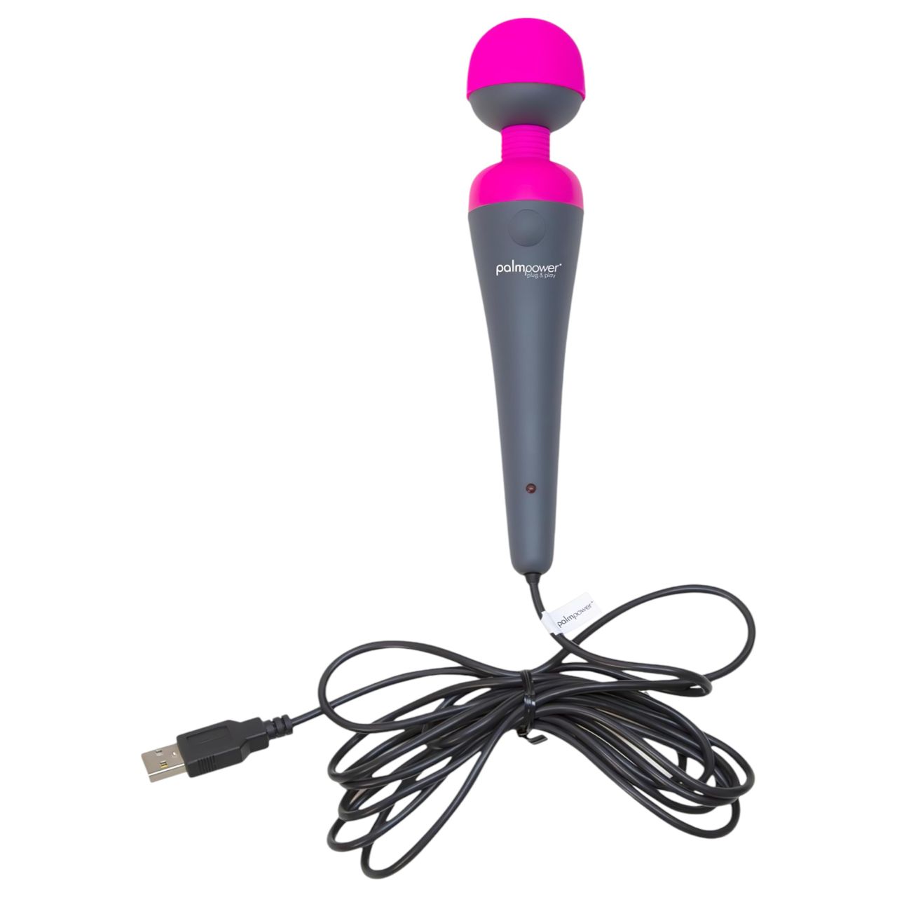 PalmPower Wand - masszírozó vibrátor powerbankkal (pink-szürke)