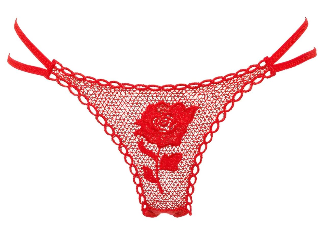 Panty Rose - rózsaszálba rejtett tanga - piros (S-L)