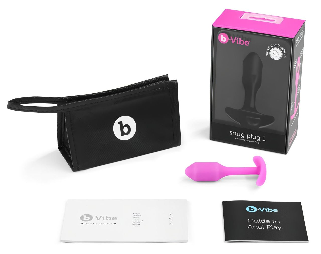 b-vibe Snug Plug 1 - anál plug belső súllyal (55g) - pink