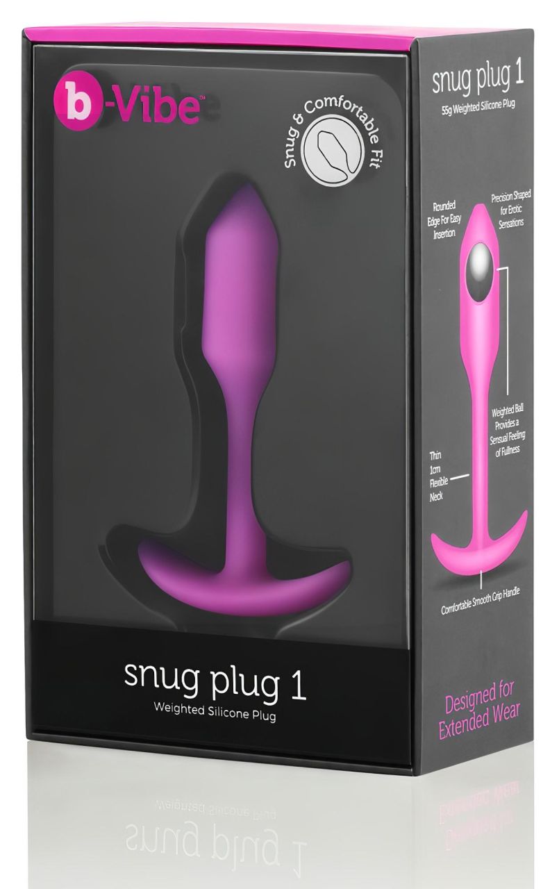 b-vibe Snug Plug 1 - anál plug belső súllyal (55g) - pink