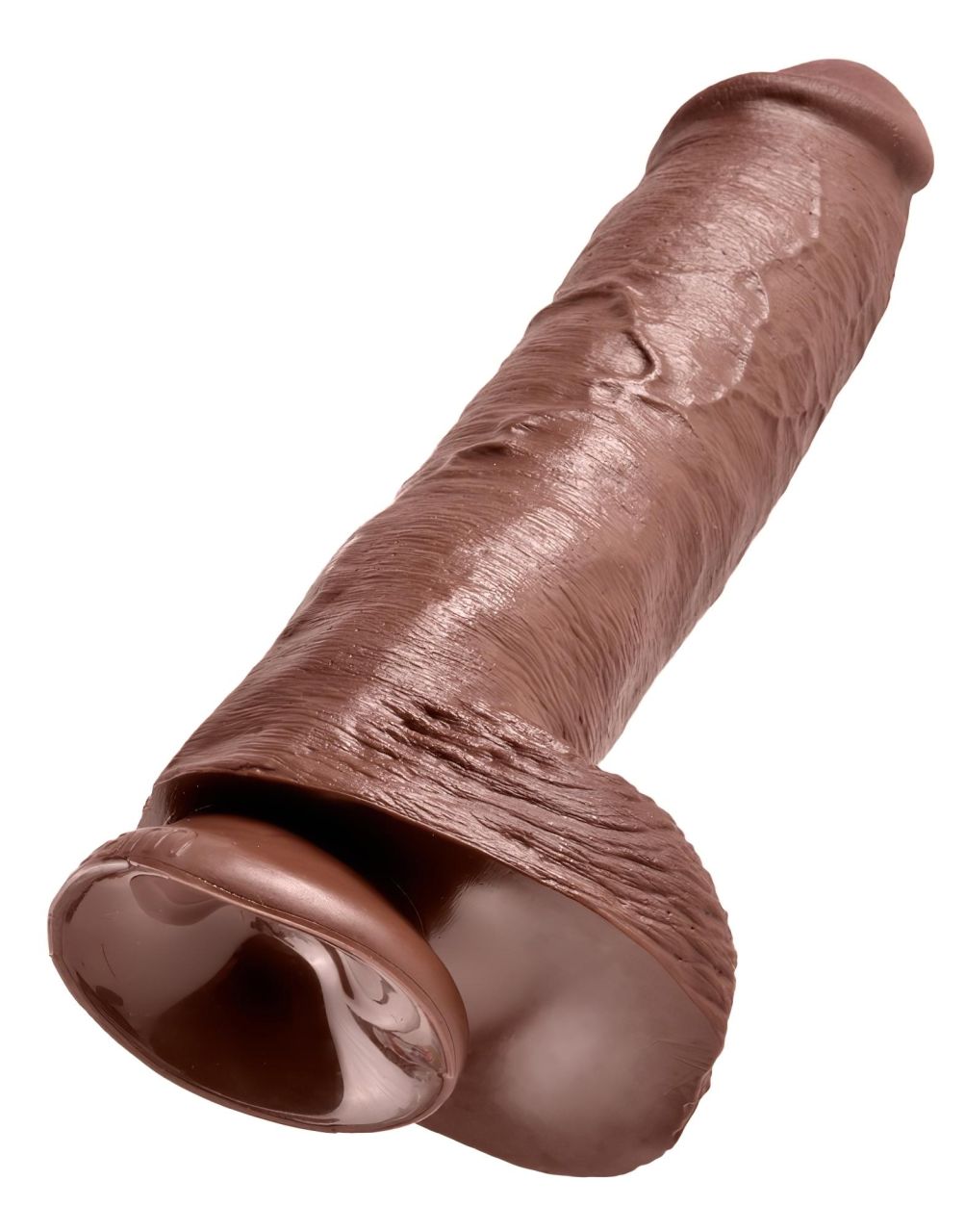 King Cock 11 - nagy tapadótalpas, herés dildó (28cm) - barna