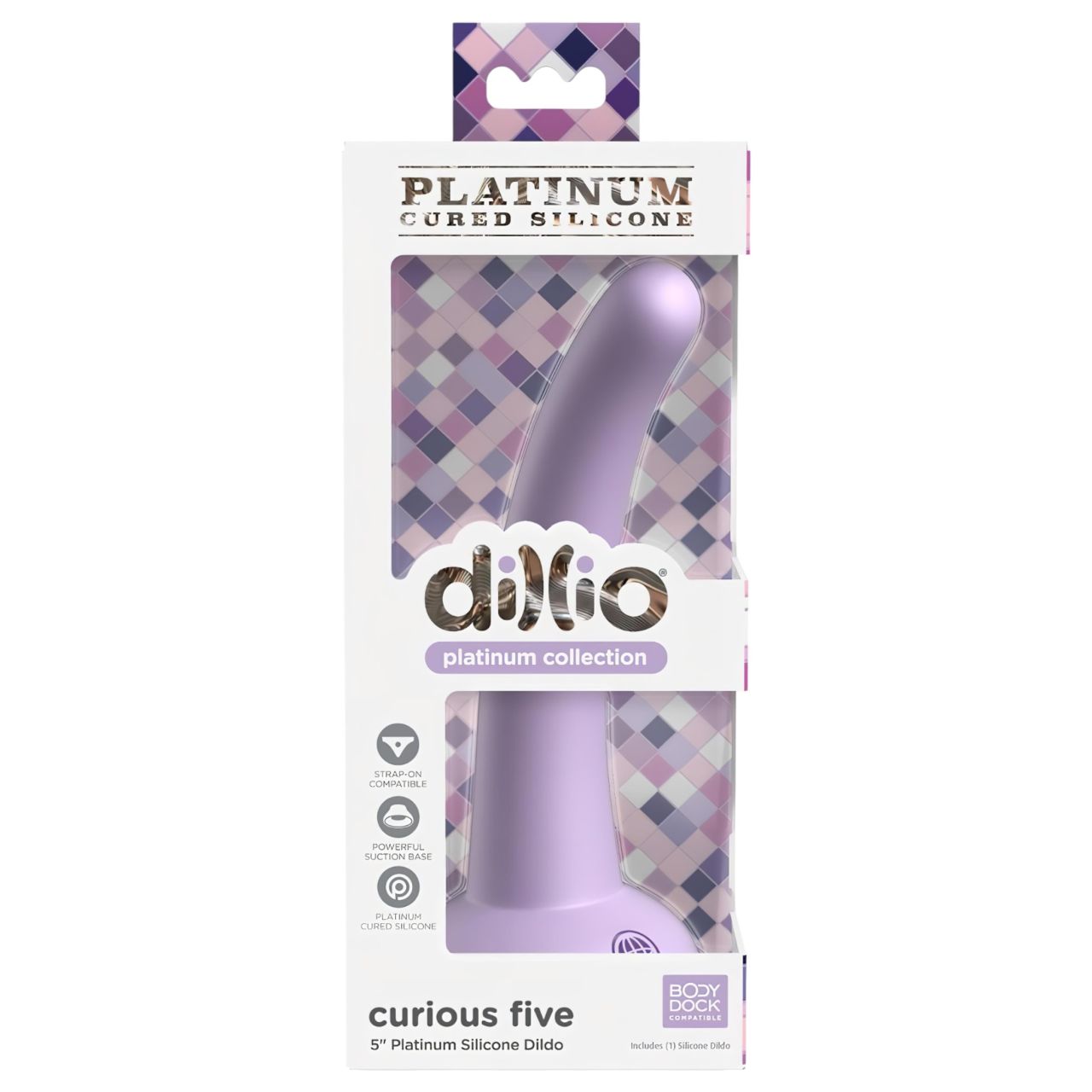 Dillio Curious Five - tapadótalpas szilikon dildó (15cm) - lila