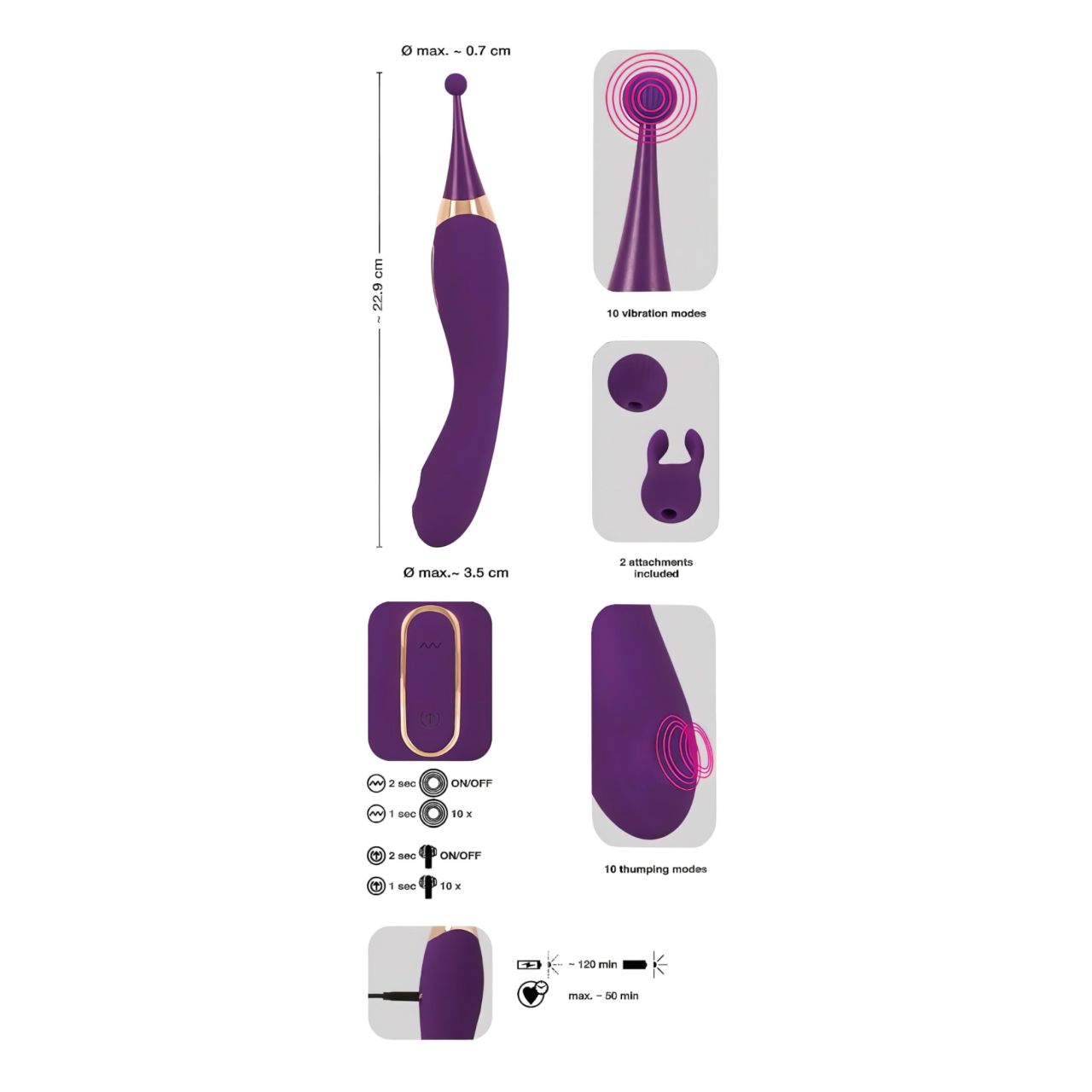 Javida - 2in1 akkus csiklóizgató és vibrátor szett (lila)