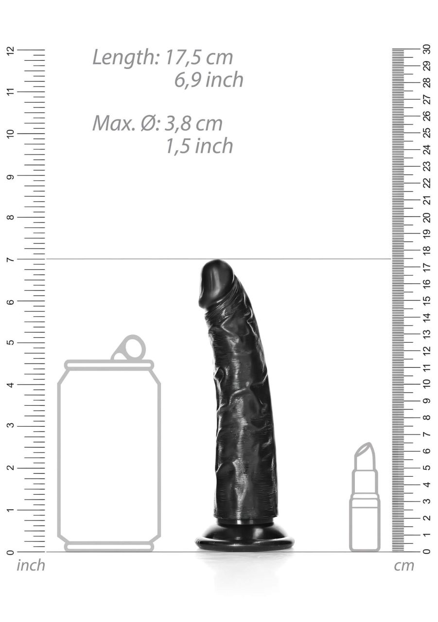 RealRock Slim realisztikus dildó - 15,5cm (fekete)