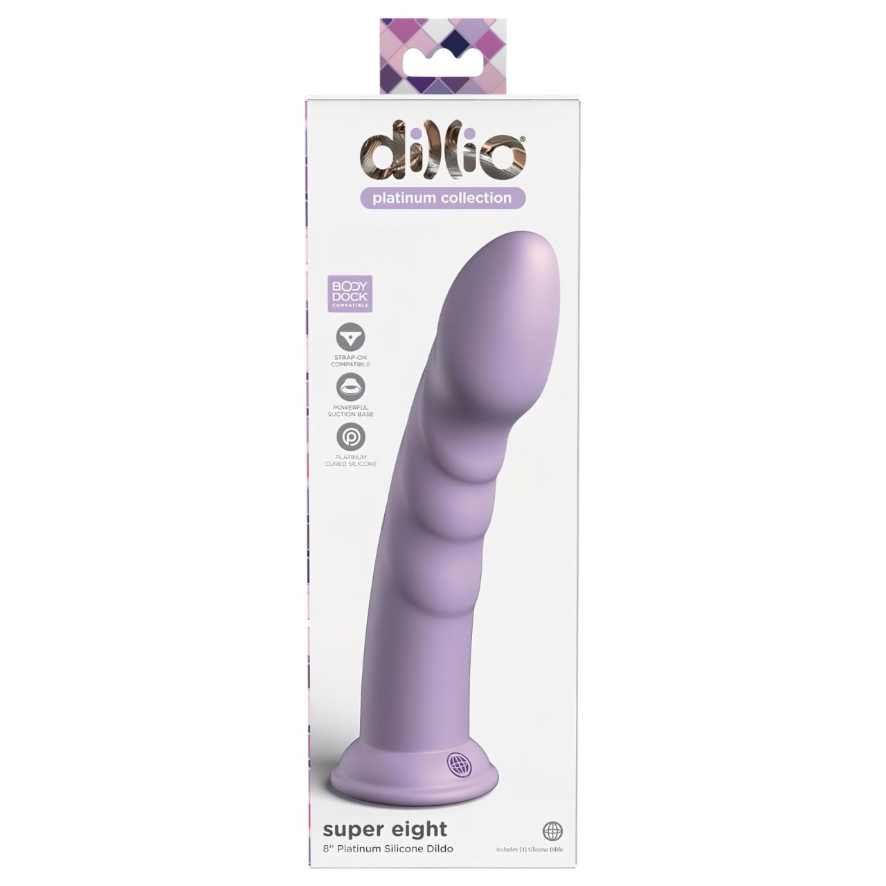 Dillio Super Eight - tapadótalpas szilikon dildó (21cm) - lila