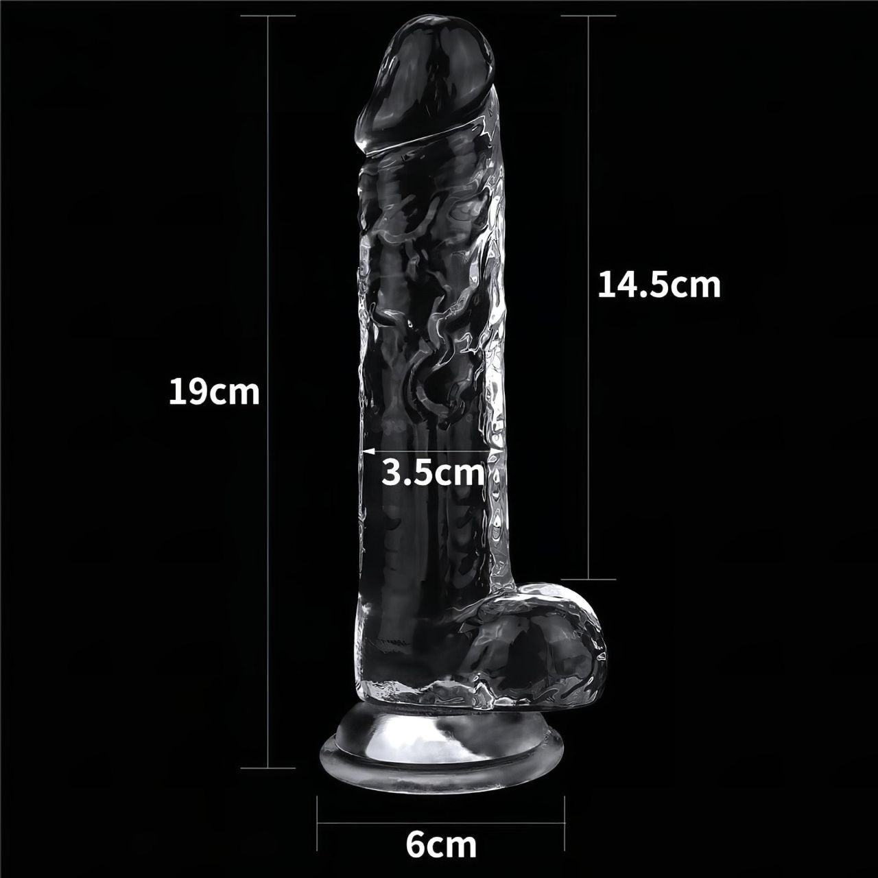 Lovetoy Flawless Clear - tapadótalpas, herés dildó - 19cm (áttetsző)