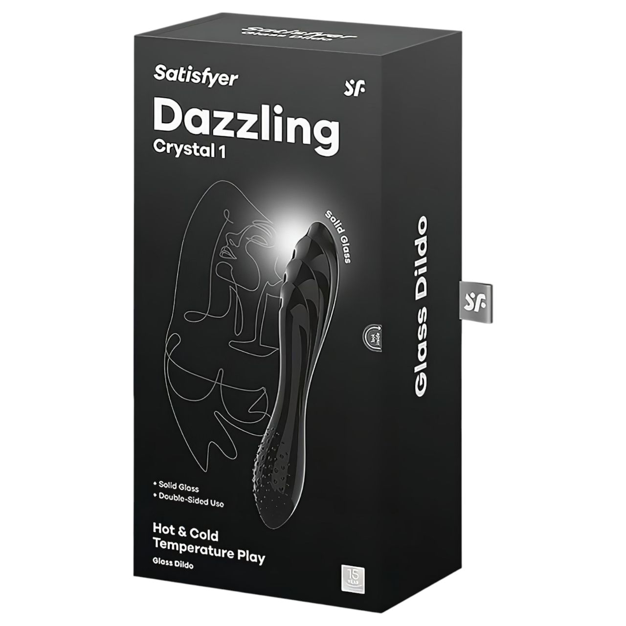 Satisfyer Dazzling Crystal 1 - 2 végű üveg dildó (fekete)