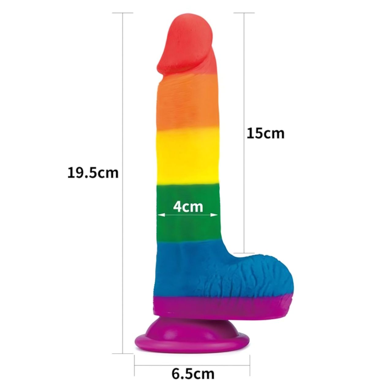 Lovetoy Prider - élethű herés dildó - 20cm (szivárvány)