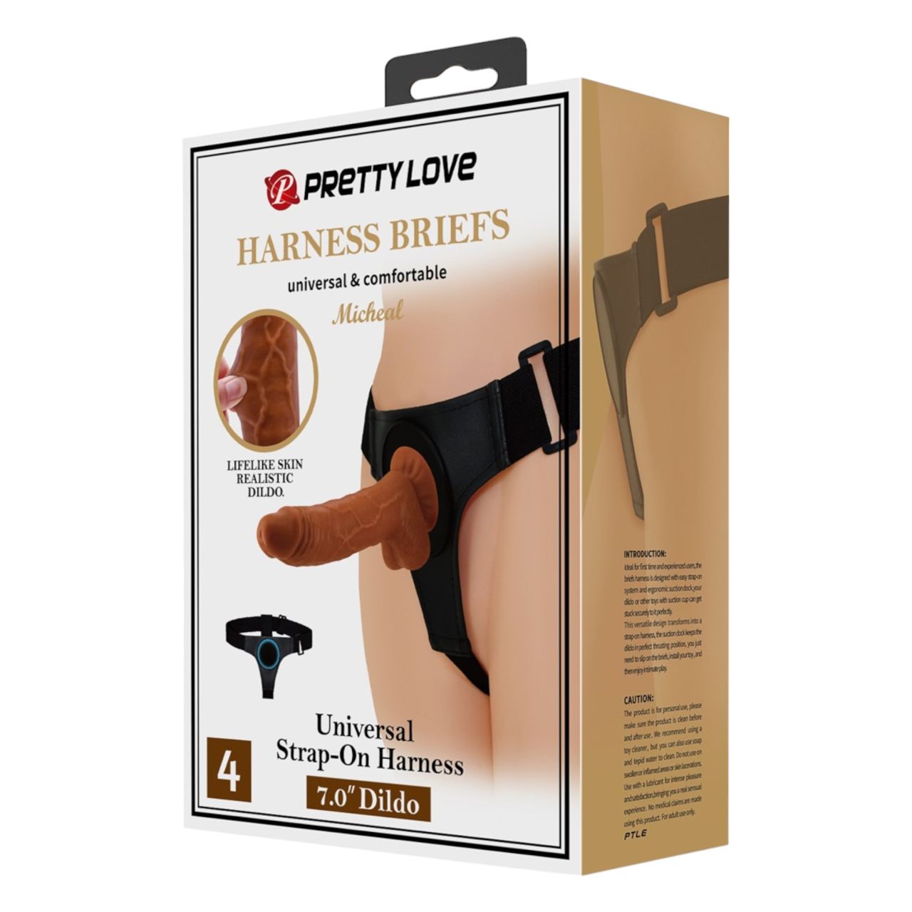 Pretty Love Harness - univerzális alsó dildóval - 17 cm (fekete)