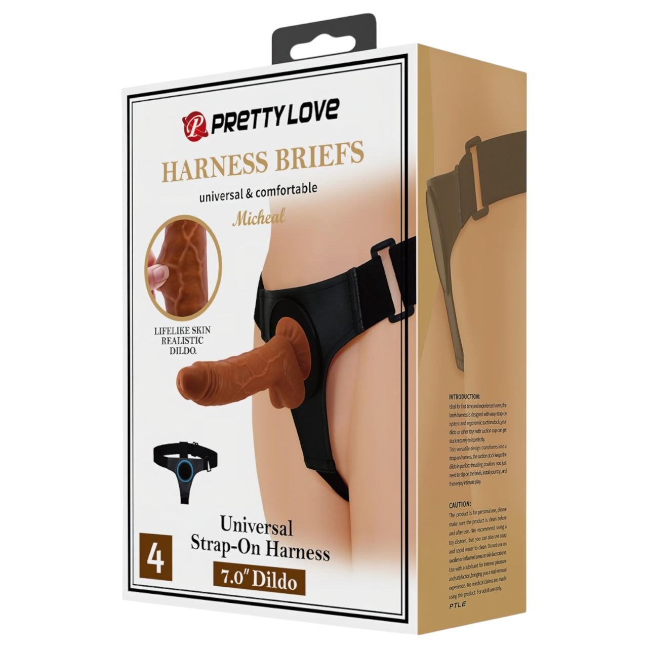 Pretty Love Harness - univerzális alsó dildóval - 17 cm (fekete)