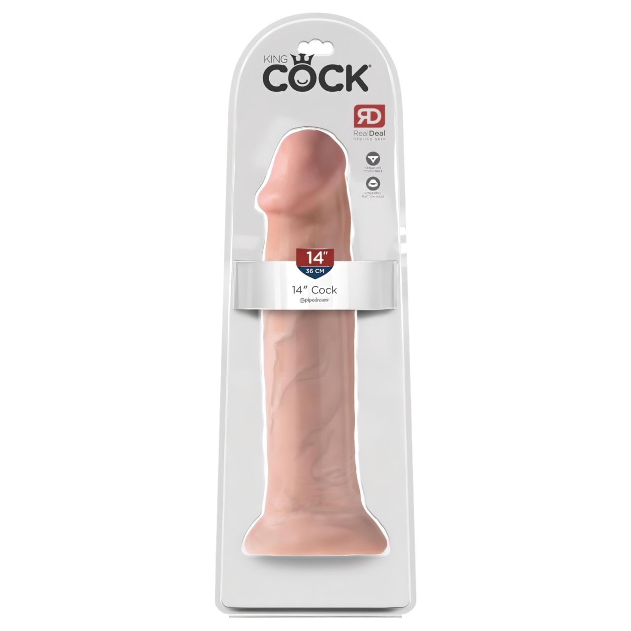 King Cock 14 - tapadótalpas, nagy dildó (36cm) - natúr