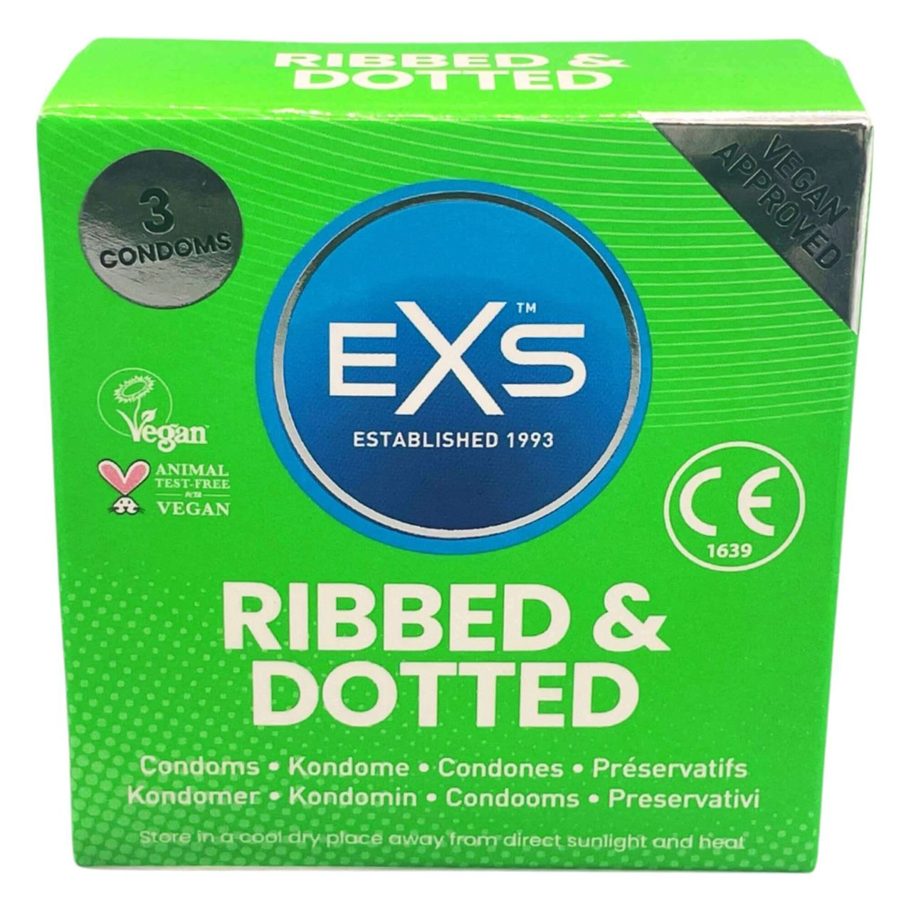 EXS Ribbed, Dotted and Flared - pontozott óvszer (3 db)